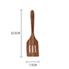 Teak square curved spatula with three filaments