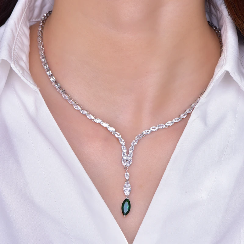 Pendant Necklace Wholesale Charms Necklaces Aquamarine Pendant Box Chain 925 Sterling Silver Necklace