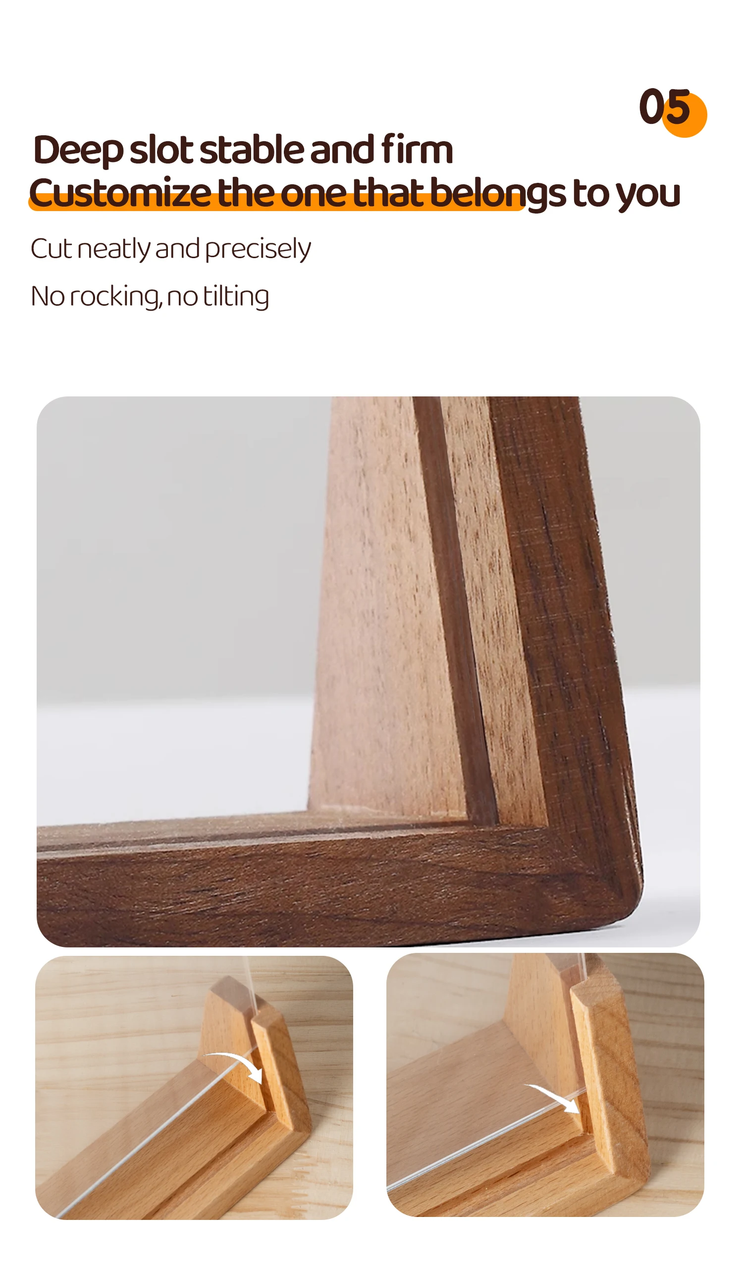 Fast Delivery Wholesale U Shape Wooden Acrylic Photo Frame Beech Solid Wood Acrylic Picture Frame manufacture