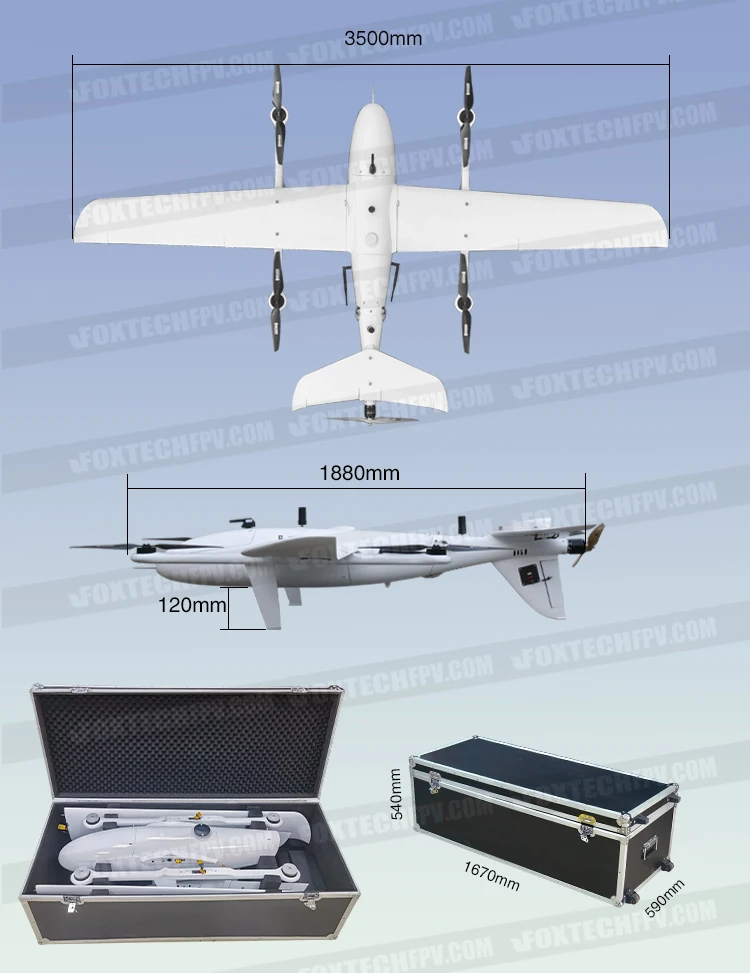 Foxtech Ayk350 Pro 10kg Payload Heavy Lift Surveillance Mapping Survey