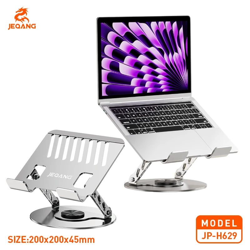 Jeqang-629 Aluminum Alloy PC Stand Customizable 360° Rotation Strong Load-Bearing Efficient Office Work for Tablets