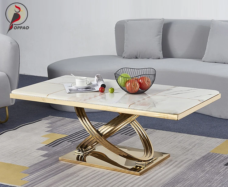 Luxury Design High End Simple Coffee Table Home Decor Center Table Gold Frame Coffee Shop Tables