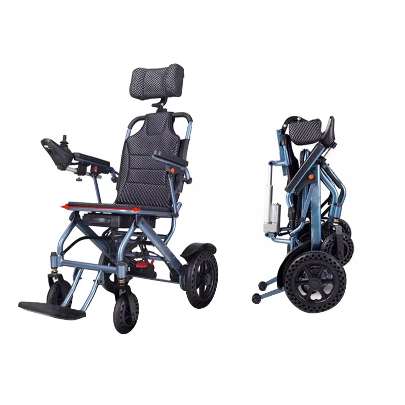 19.5 kg feather lightweight electric wheelchair for the elderly disabled convenient to travel aluminium frame -BZ-XWEA03D12