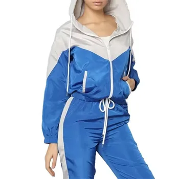waterproof zippertracksuit Sets women Windbreaker over sized zip up hooded jacket Set custom logo