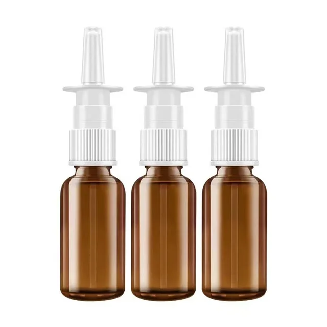 Amber glass bottles with white white plastic mist pumb nasal spray bottle for nose nozzle medical