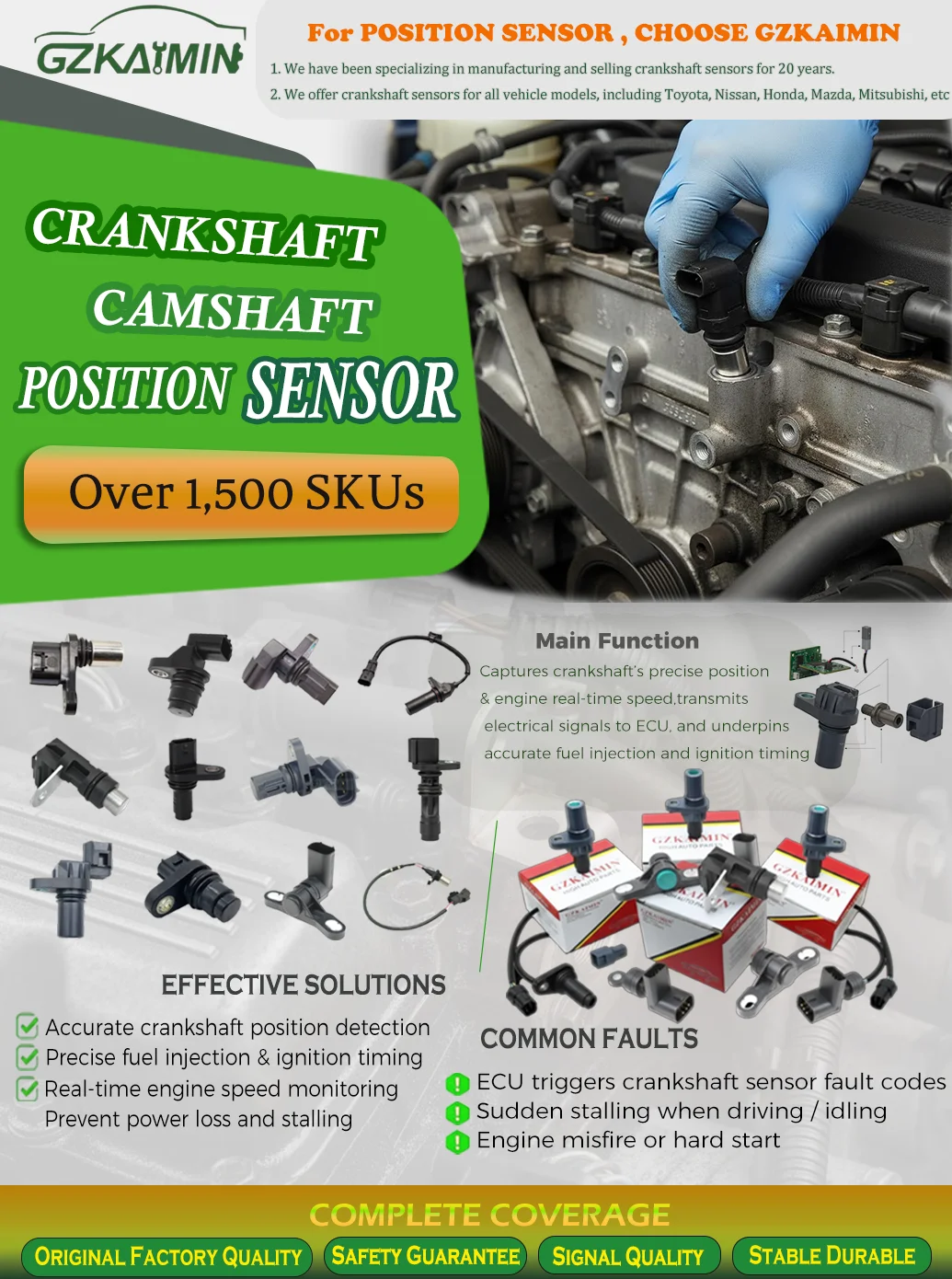 New OEM 39350-26900 Auto Sensors Auto Crankshaft Position Sensors