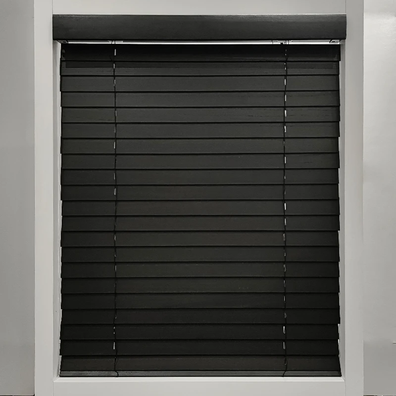 A-OK Modern Black Efficient Motor Blinds Simple Horizontal Wood Sun Shading Dimming Features Smart Home Essential Built-in