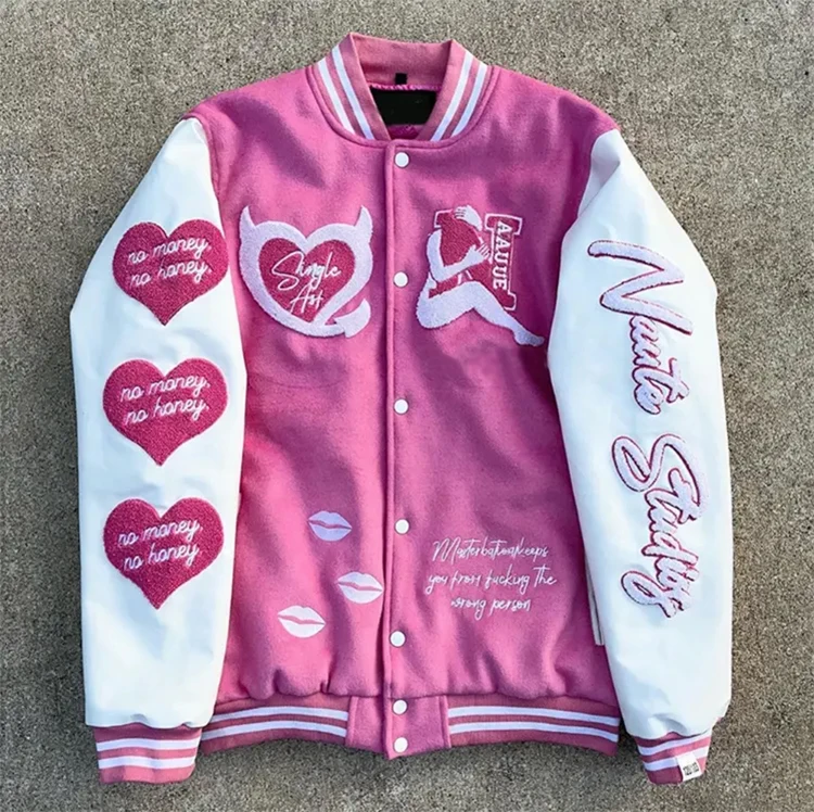 Salati Manufacturer Custom Streetwear Cotton Warm Padded Embroidery Printed Oversized Baseball Bomber Varsity Jacket for Men gallery 2