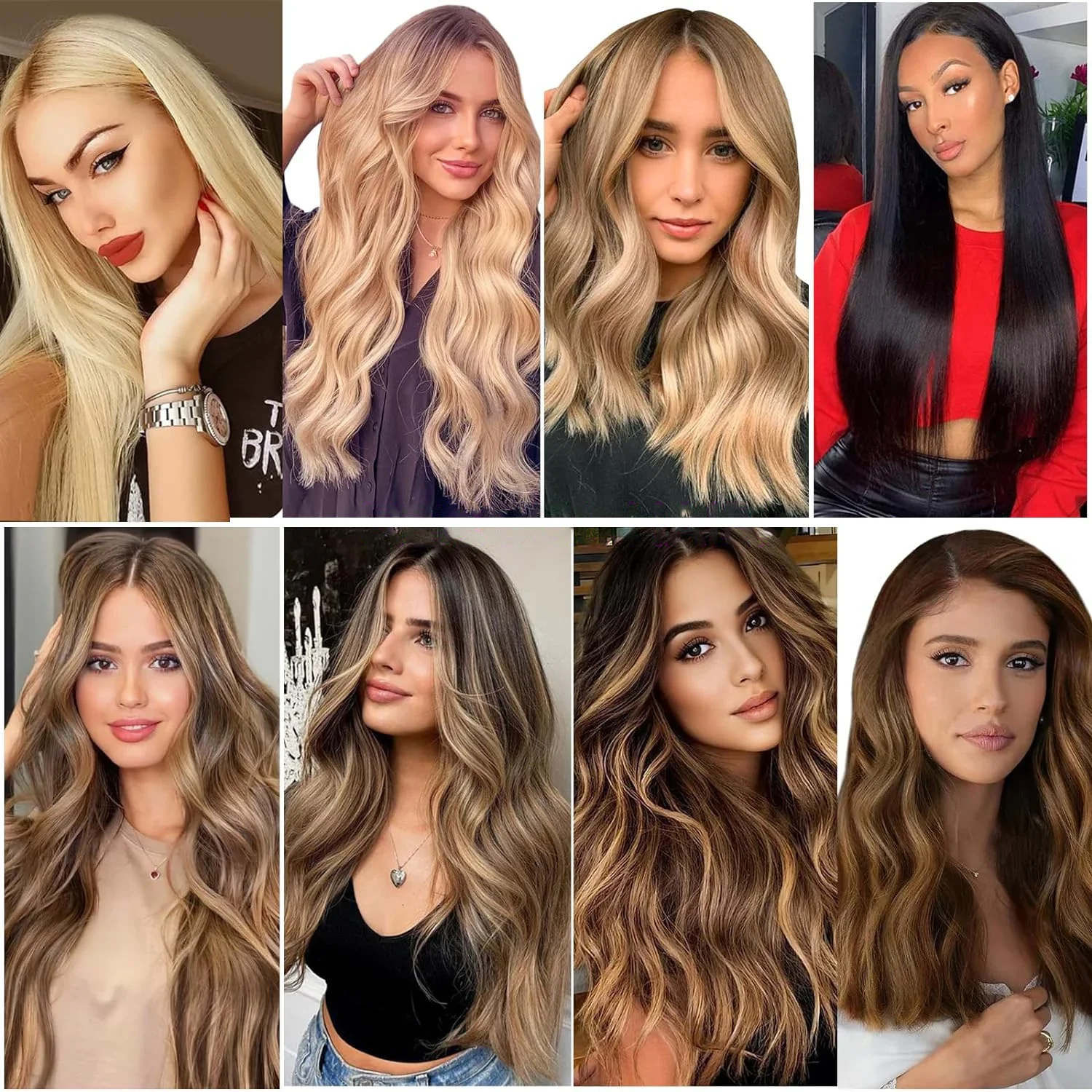 Extension per capelli umani lisci a strati, capelli di pesce da 16-26 pollici, veri capelli umani con linea trasparente, extension per capelli da donna #6_voghion.com