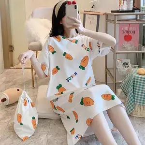 Pajamas for Women Summer Thin New Nightgown Women Hot Style Sweet Short-sleeved Cute Dress