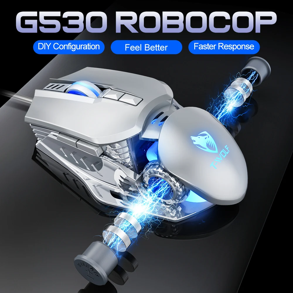 Programmable Macro 6400DPI 7D Mouse Adjustable LED RGB Wired USB Computer Gamer Gaming Mouse
