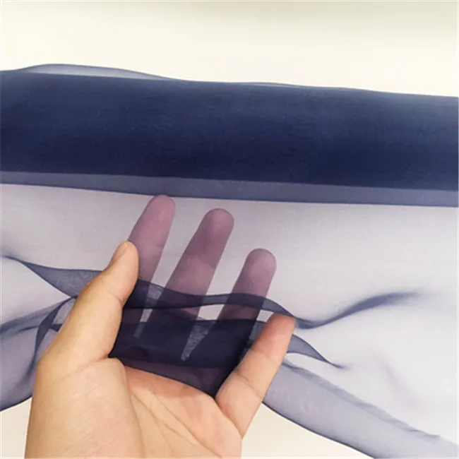 High Quality Ivory Standard Bleached in Stock Plain Solid Color Pure Silk Organza Fabric for Wedding Dress Stiff
