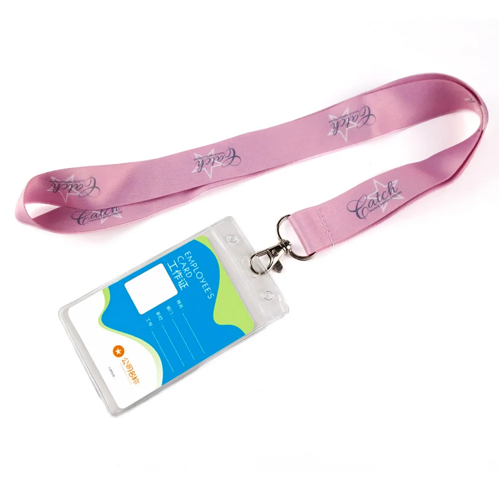 Personalised Custom Metal Hook Printed Color Name logo Lanyards with Id Card Badge Holder