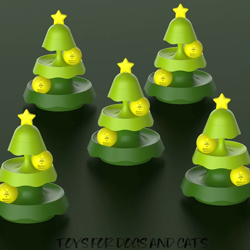 New Interactive Christmas Tree Shaped Catnip Toys Luminous Plastic Cat Track and Turntable Mint Pet Playful Tunnel Cat Toy