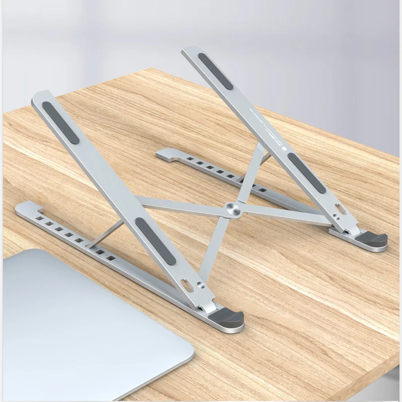 Boneruy Foldable Portable Desktop Computer Laptop Stand Aluminum 8  Level Angle Adjustable Height Laptop Mount
