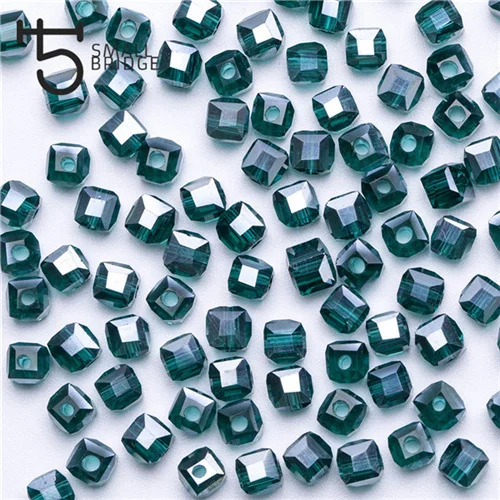 4mm 6mm Square Shape Crystal Glass Beads Multicolor Cube Beads  for Jewelry Making details