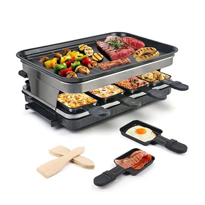 Poelon Raclette Mini Raclette Sans électricité - Barbecue De Table 2 Personnes Avec Brûleur Pâte Combustible Appareil Raclette 2 Personnes
