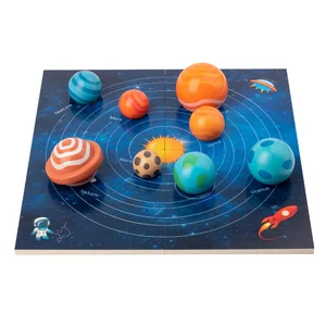 Wooden Solar System Puzzle for Kids Educational Planet Matching Toy with 8 Planets Early Learning Space Exploration Gift
