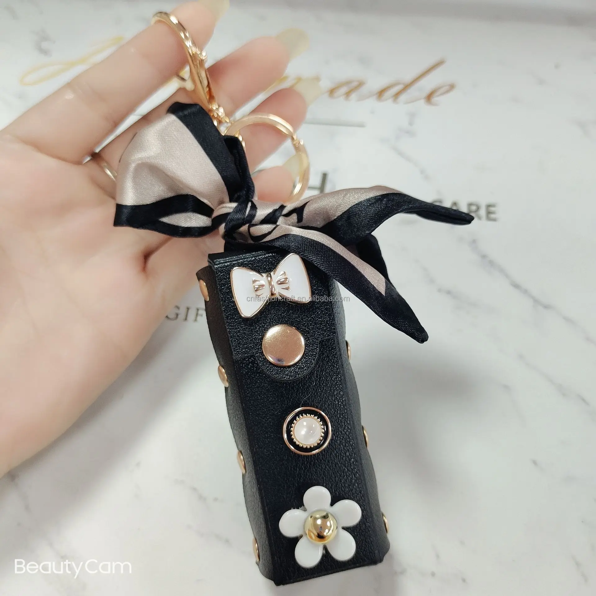Korea Style Mini Lipstick Pouch Key Chain Pu Material Mini Lipstick Bag Key Ring for Bag Charm