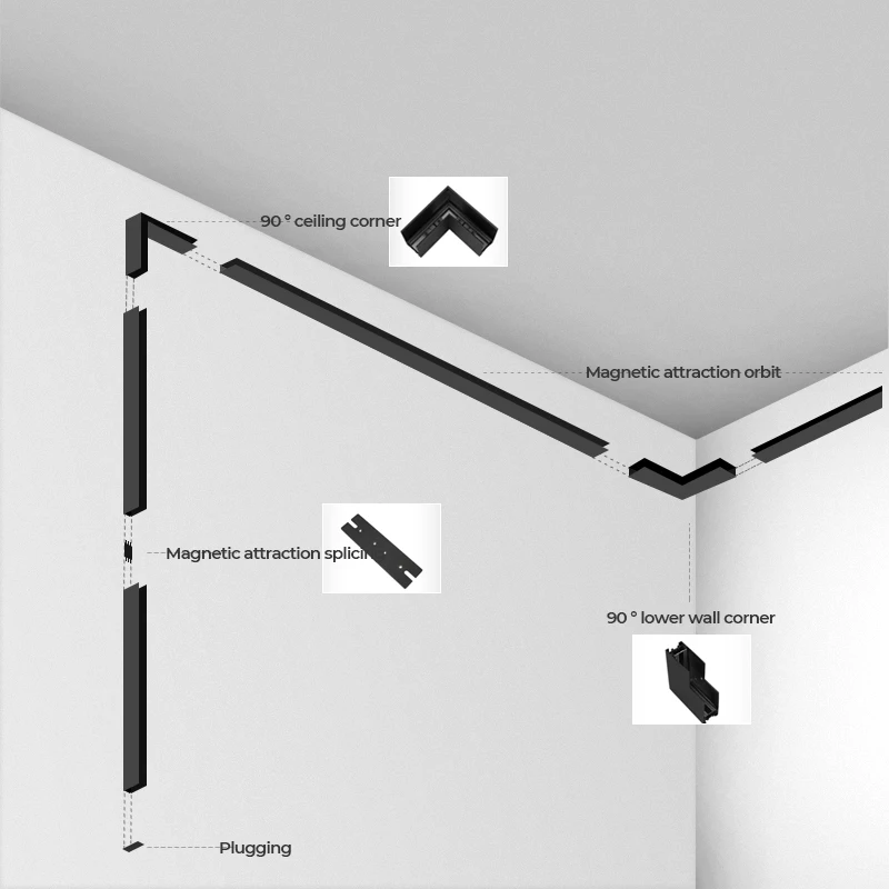 Линейный магнитный умный Регулируемый Трековый светильник без оправы