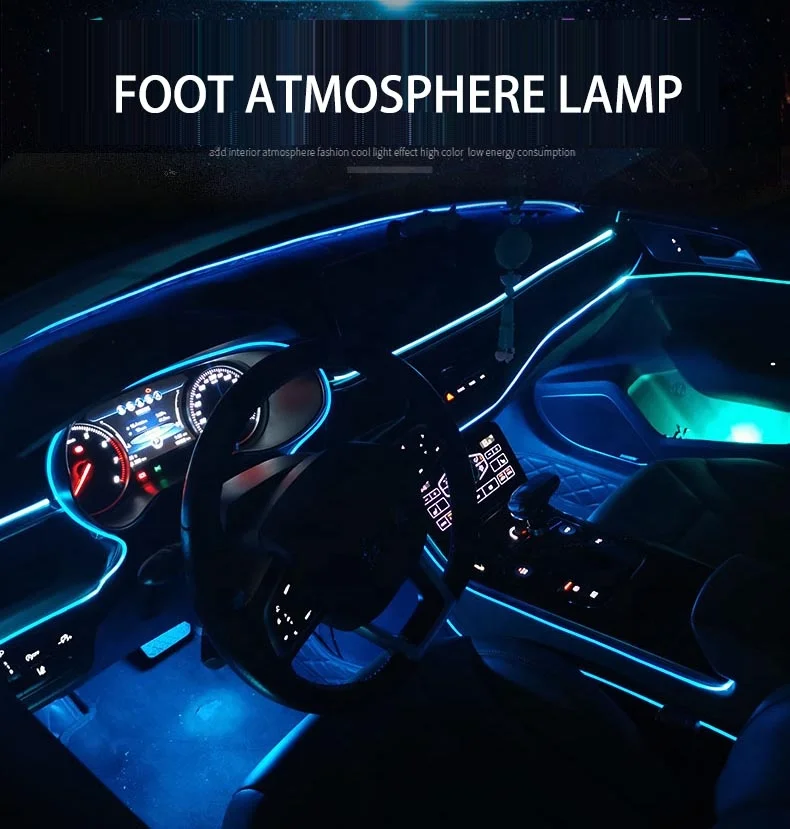 Оптовая продажа с завода, дистанционное управление через приложение, 64 осветительных приборов, Светодиодная лента RGB, декоративное освещение для автомобиля, комплект оптического волокна, атмосферное освещение для автомобиля