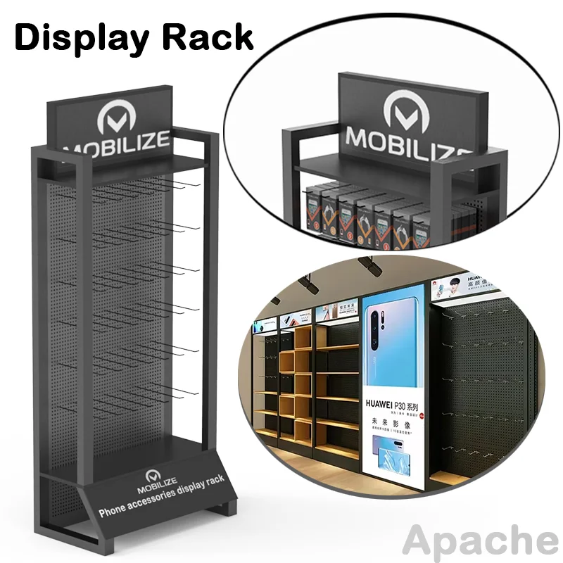 Bevis Modern Customizable Display Unit Powder Coated Metal Earphone Stand with Floor to Floor Design for Supermarket