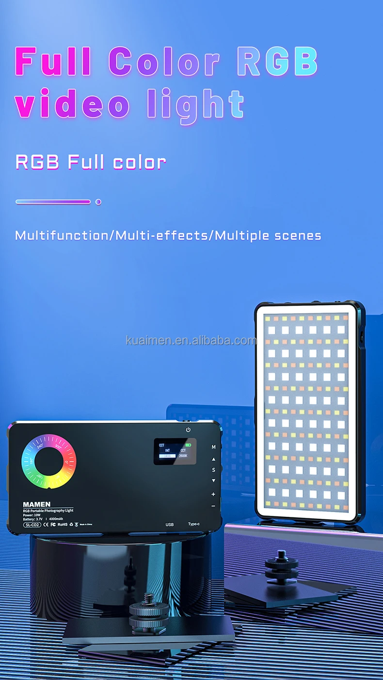 Rgb On Camera Portable Video Light With Builtin 4000mah Powerbank 24