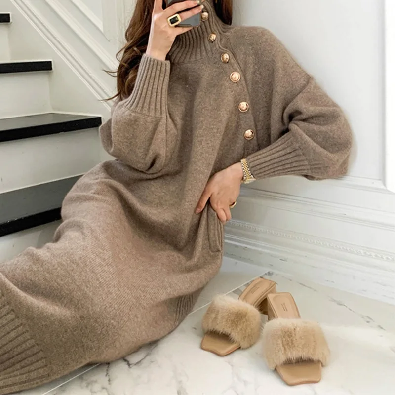 Wholesale Wholesale Autumn Winter Women Long Sleeve Knit Dress