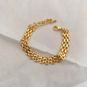 European and American Trendy Hip Hop Stainless Steel Bracelet Gold Plated Chunky Watch Brand Chain Jewelry