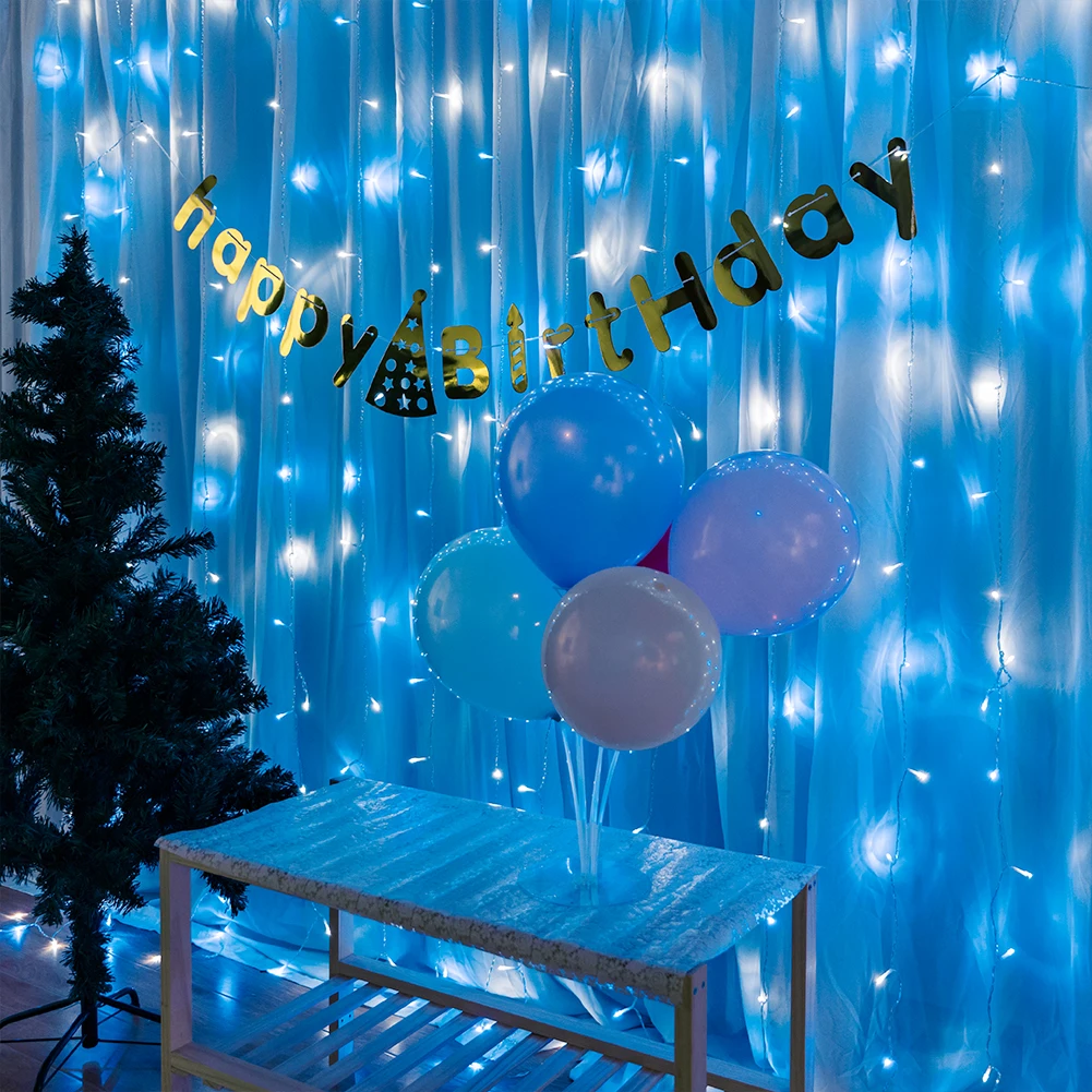 Twinkle Garland 3x3m 304LED 8 Modes Fairy Bedroom Wedding Decora Window Curtain String Lights Waterfall Lighting