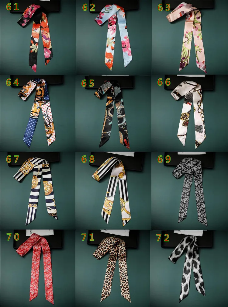 High Quality Designer Brand Women Hail Tie Scarf 100% Silk Twill Skinny Scarf