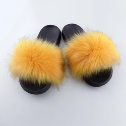 China wholesale soft fluffy slippers for women faux fur slide sandals