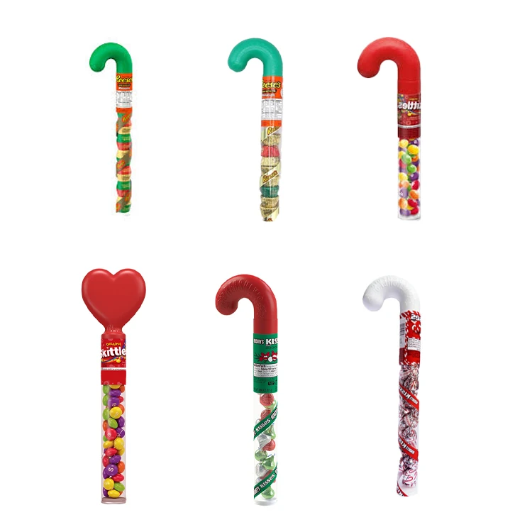 Valentinas Holiday Empty Clear Heart Shape Plastic Candy Cane Heart