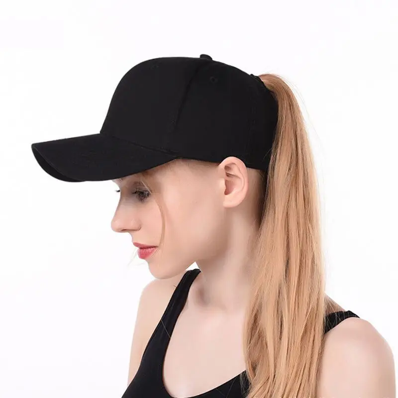 Wholesale Simple Solid Color Ponytail Hat Women's Blank Sports Hats