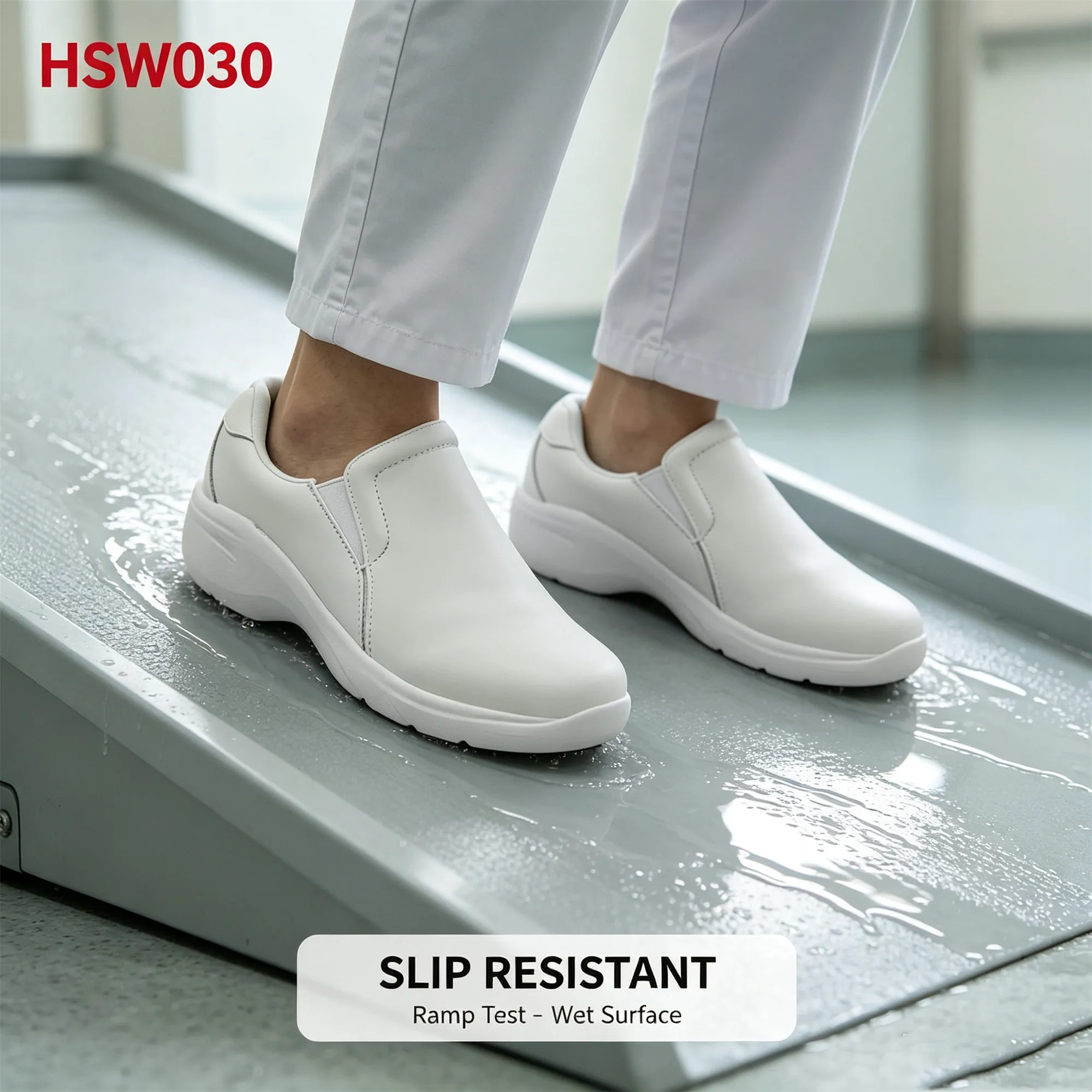 XYM,USA White Full Grain Leather Hua Singh ESD Safety Footwear Medical Laboratory Anti-shock EVA+rubber Sole Work Clogs HSW030