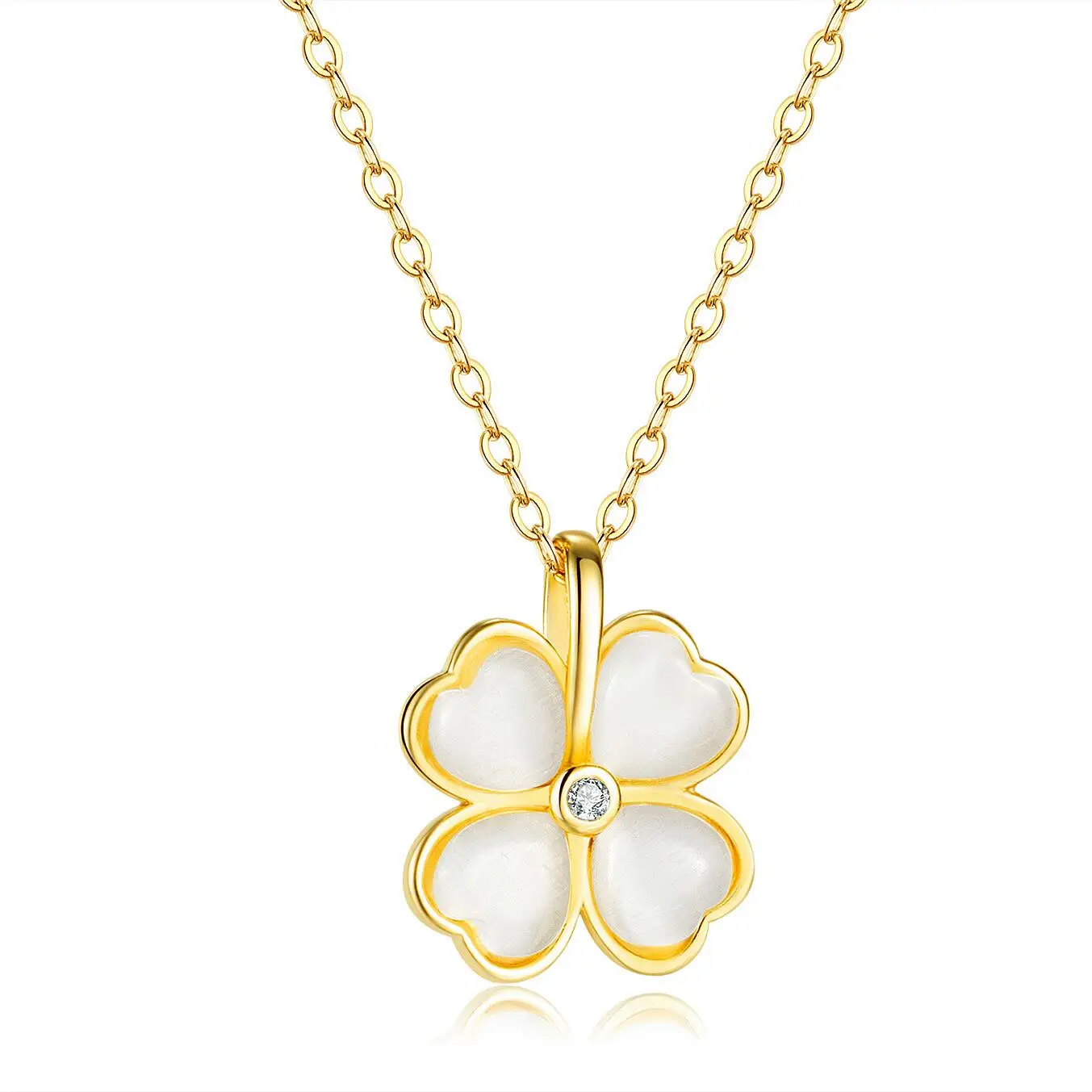 18K Gold Waterproof Clover Earrings and Necklace Set,Gold Lucky Four Leaf  Clover Earrings and Bracelet,Tarnish Free Clover Jewelry Set