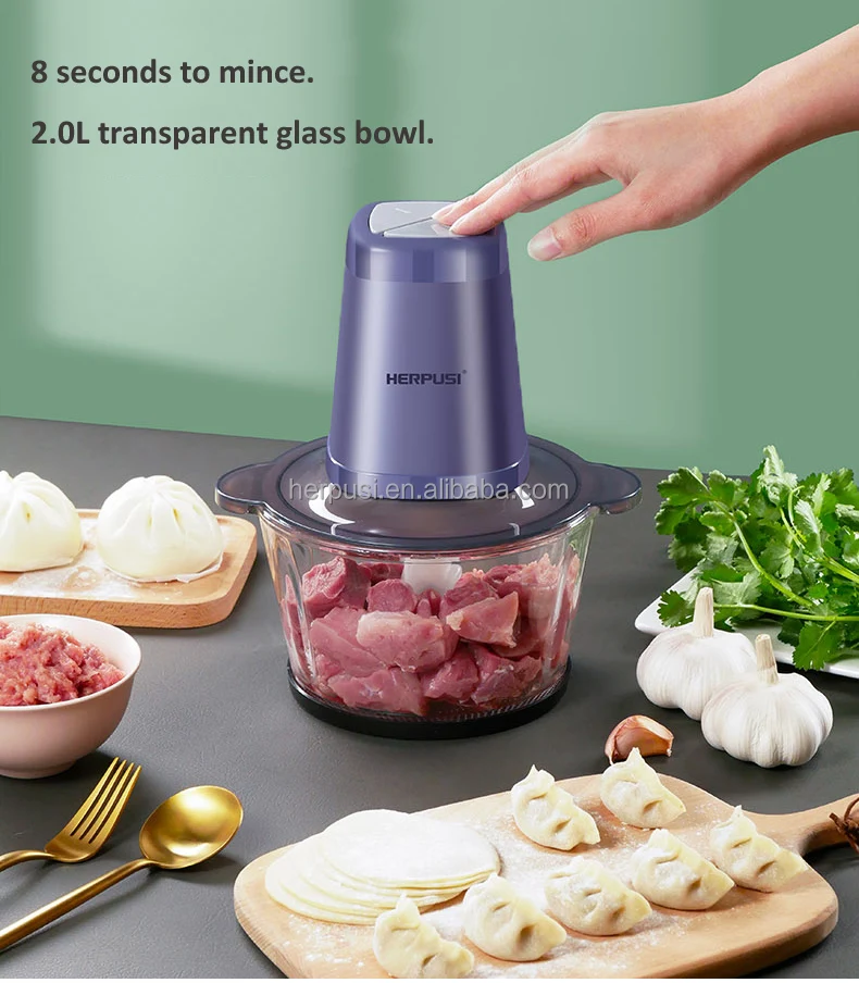 Electric Meat Grinder 2L Vegetable Food Processor 300W Glass