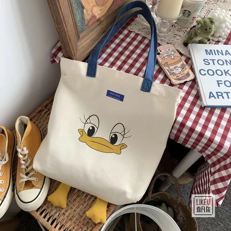 Chinese Factory Cute Duck Canvas Tote Bag High Quality Cartoon Shoulder ...