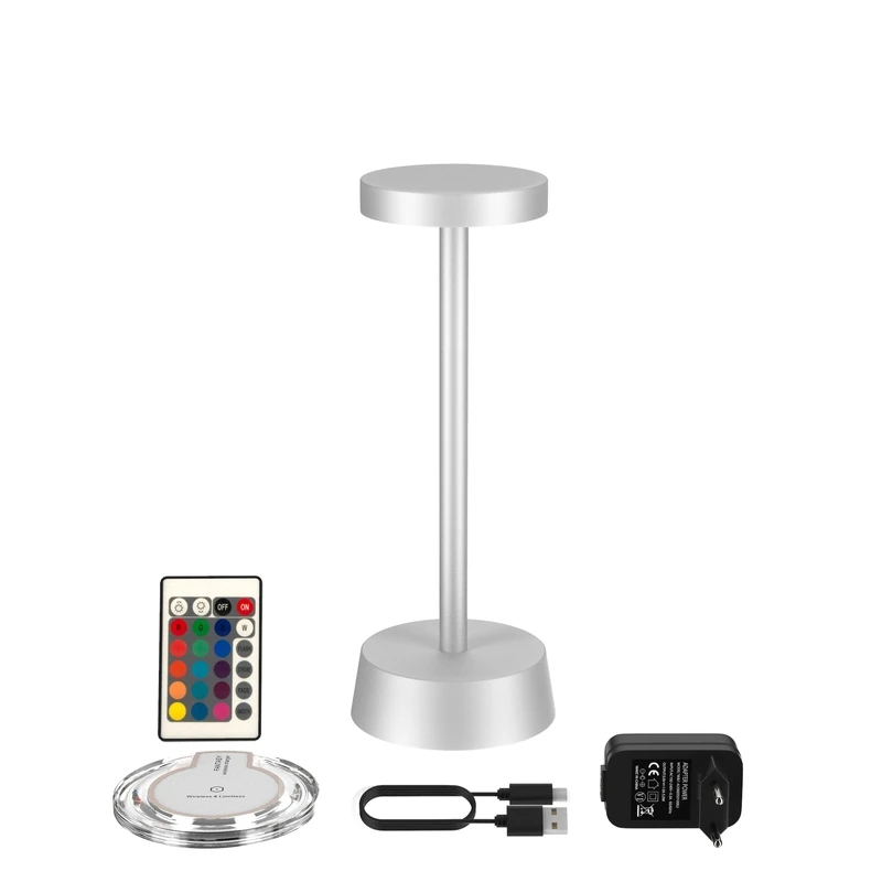 11 Colours Aluminum LED Cordless Table Light Rechargeable Desk Lamp Set with Inductive Charging Base