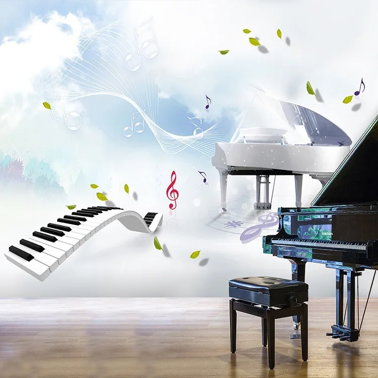 Mural 3D Wallpaper Rose Piano Vintage Wallpaper Living Room Bedroom Wall Decoration -HUI236058 430x300cm