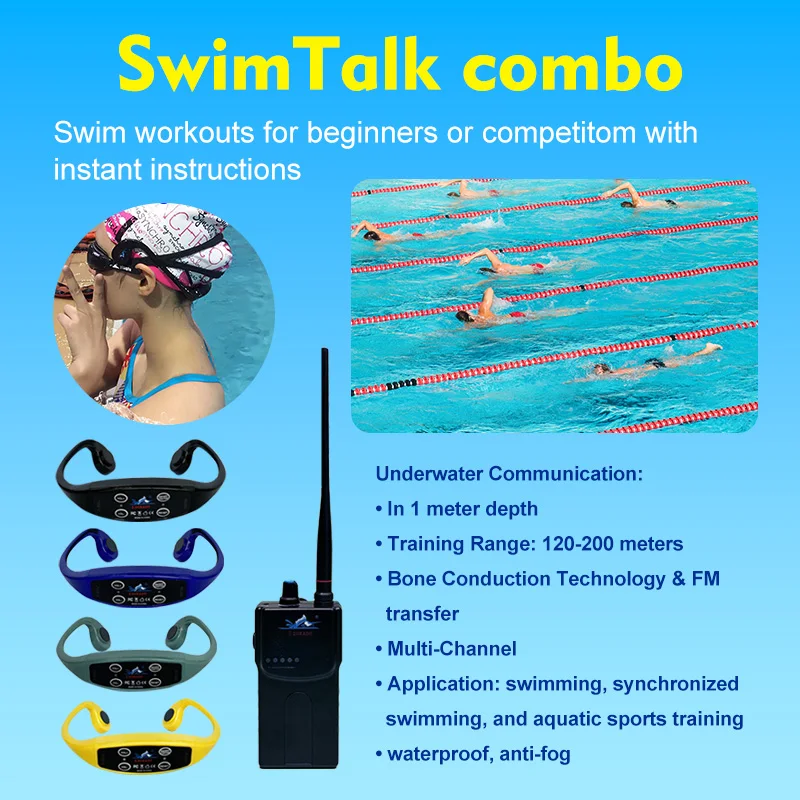 Bone Conduction Headset with Digital Display Battery Indicator for Swimming Work and Communication Comes with Transmitter