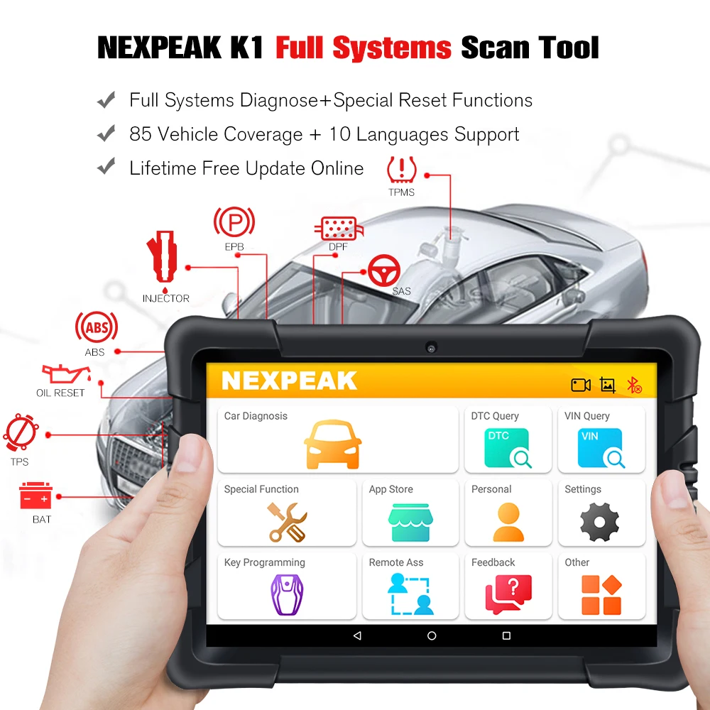 Scanner de système complet NexPeak K3 OBD2 diagnostic de voiture à  utilisation intensive Outil 18 fonctions spéciales ABS Airbag EPB Réglage  du compteur kilométrique DPF - Chine Lancez X431 Easydiag, lecteur de