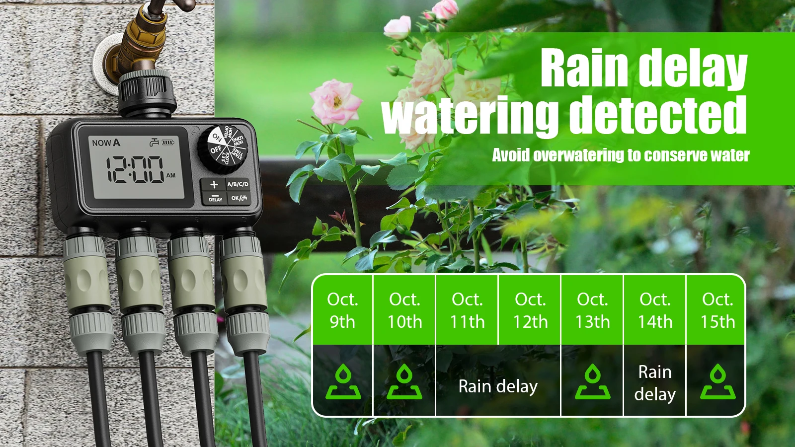 Automatic Four Zone Garden Water Timer - Irrigation System with Dial ...