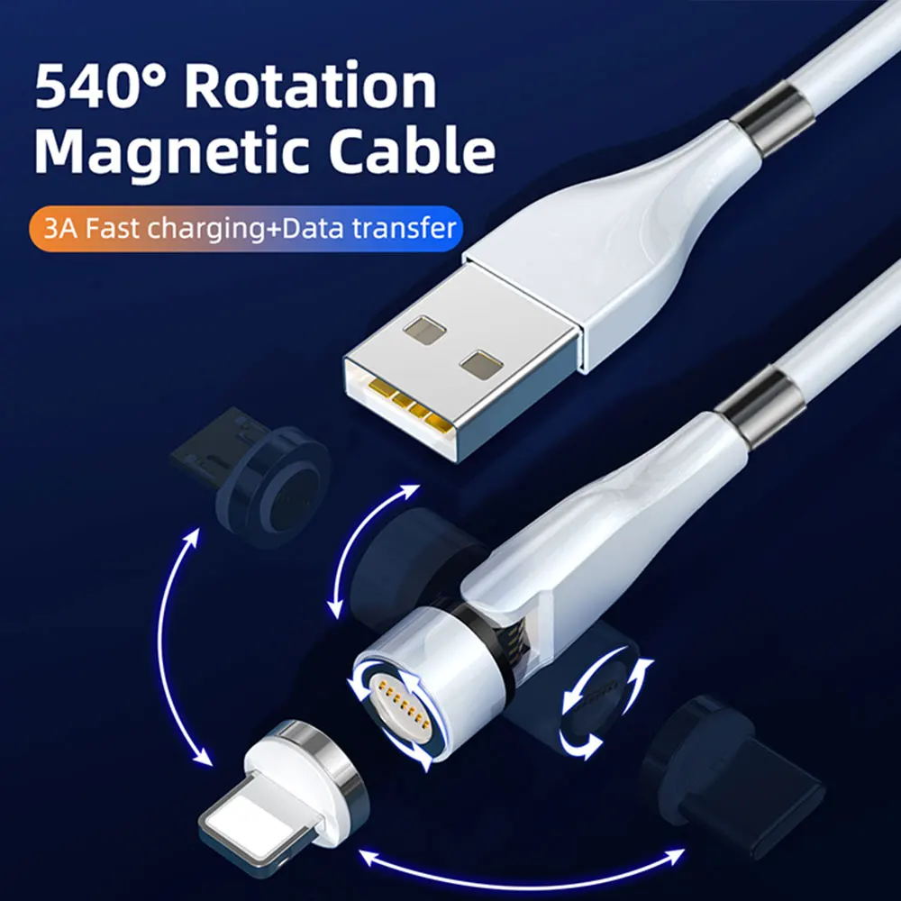 
 Лидер продаж, высокоскоростные боковые светодиодные кабели Micro Type-c для iPhone 3 в 1, магнитный USB-кабель для передачи данных, зарядное устройство от производителя  