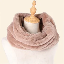 Модный женский шарф-хомут infinity snood Зимний вязаный шерстяной глушитель пушистый из искусственного меха шарф