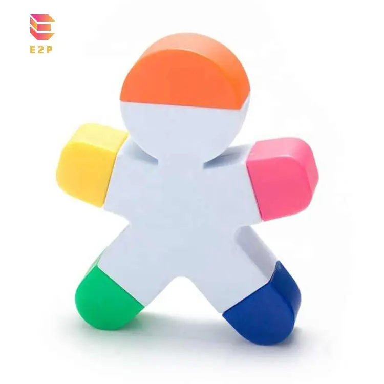 Customizable 5-in-1 Cartoon Plastic Highlighter Pen Set Personalized Oblique Brush Tip in Fashion Colors for School Use