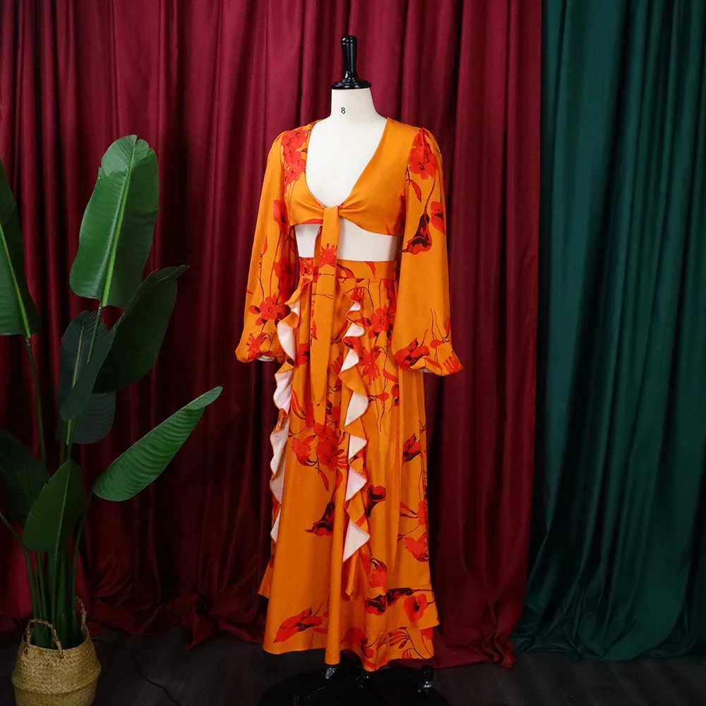 China Wholesale Two Piece Skirt Set Two Piece Set Women Clothing Summer  Crop Top and Skirt Two Piece Set