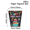 H8024-84 Black cake happy birthday popcorn box 10pcs