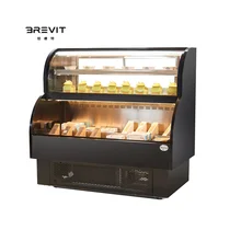 BREVIT Double-Temperature Vertical Cake Cooler Grab Go Design Air Cooling Double-Curved Bakery Display Case Sale Refrigerator