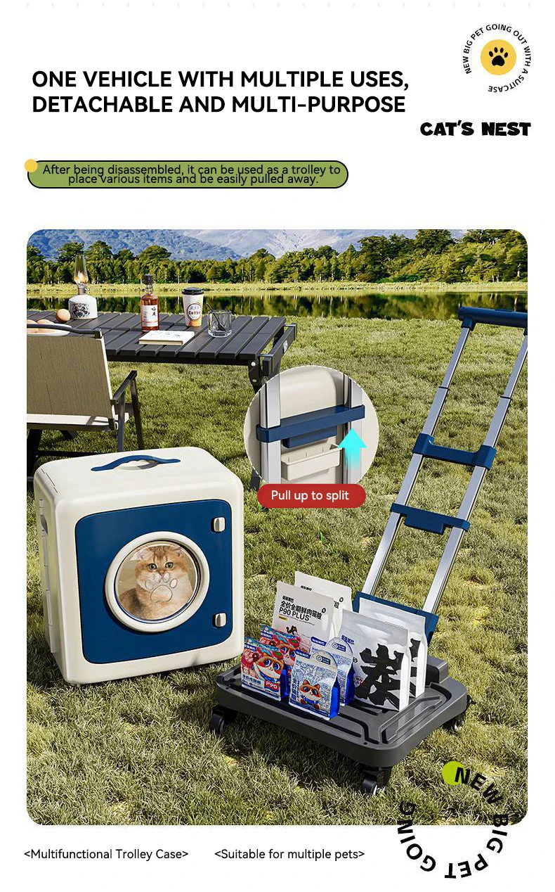 product pet stroller with storage bag foldable travel carrier for cats dogs large capacity portable pet cage with wheels-3